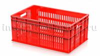 Ящик для молока, мяса, овощей и фруктов большая перфорация дно сплошное красный