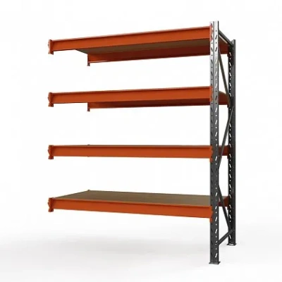 Секция приставная стеллажа металлического Оптима, 2500x1250x785 мм. Полки: 4 шт. фанера