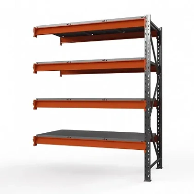 Секция приставная стеллажа металлического Оптима, 4000x1250x785 мм. Полки: 4 шт. метал.